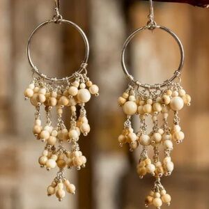 Alaskan Mammoth Ivory Elegant Dangle Hoop Earrings NEW
